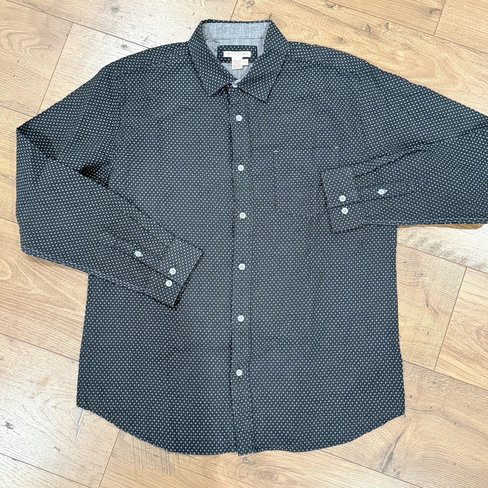 Carbon 2 Cobalt Button Down Shirt Mens Medium M Black Blue Long Sleeve